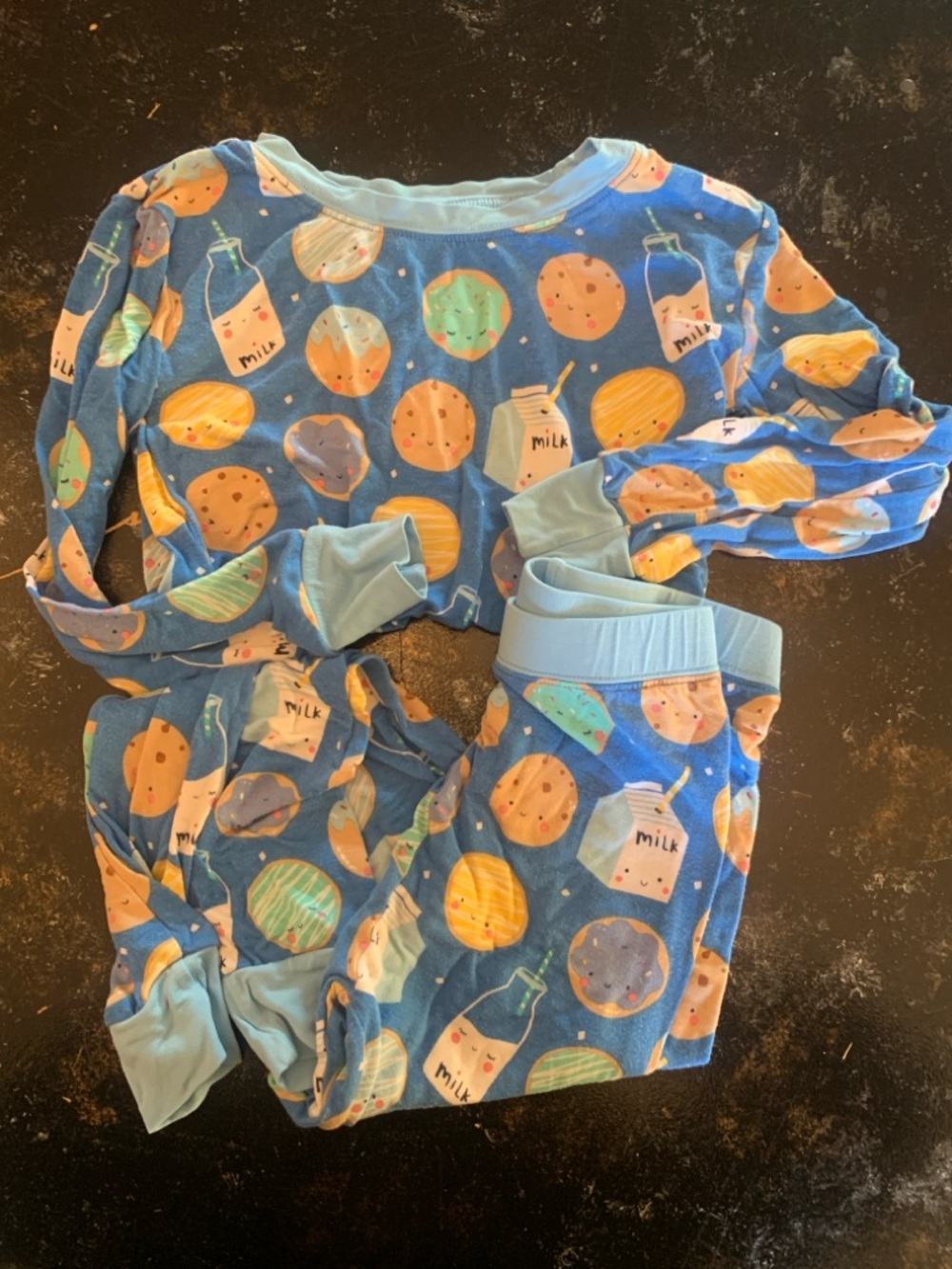 Little Sleepies Blue Cookie & Milk Print Pajama Set for Kids